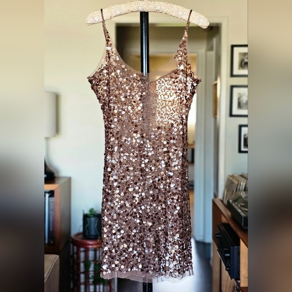 Arden B Dresses & Skirts - Arden B Y2K Brown Sequin Mini Dress